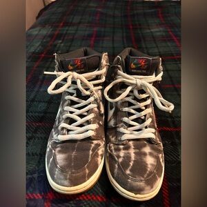 Nike Black and Gray tie dye High-Top Sneakers